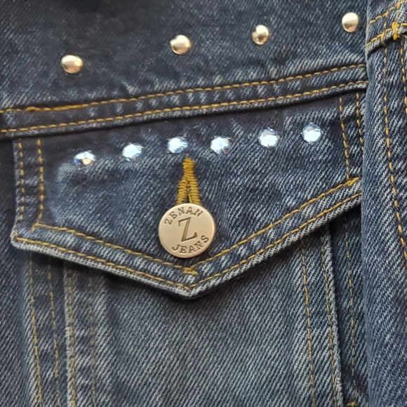 Zenan Jeans Denim Bling Studded Embellished Jacket - Picture 2 of 16